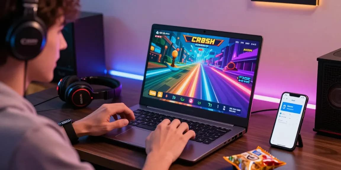 Exciting player engaging with the Aviator 1xbet crash game on a modern setup, showcasing thrilling gameplay.