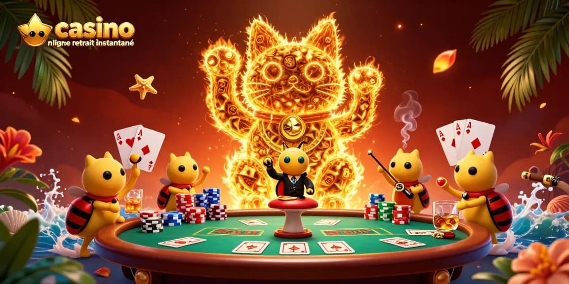 Jouer sur un casino en ligne retrait instantané avec des feux follets et un chat porte-bonheur.