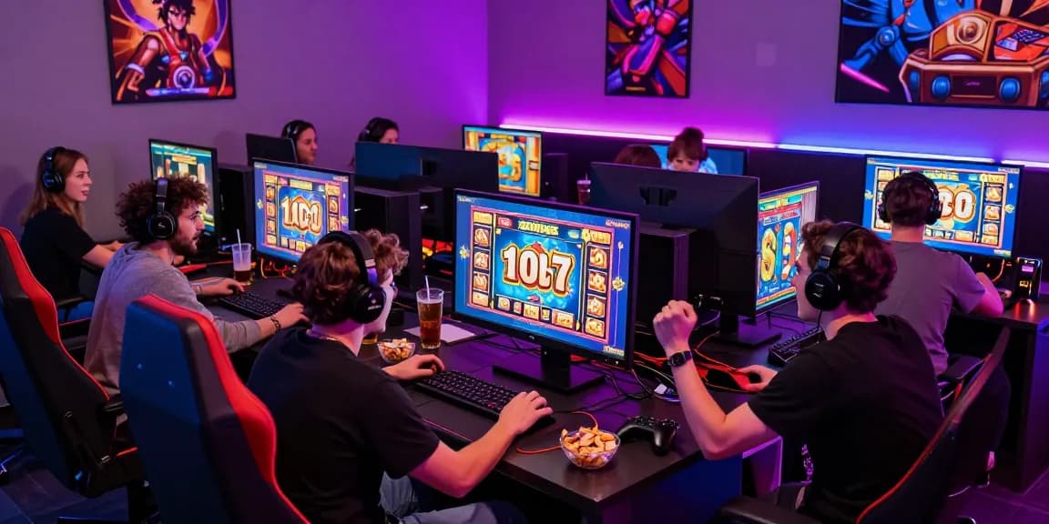 Group enjoying slot88 gaming experience with vibrant graphics and lively atmosphere.