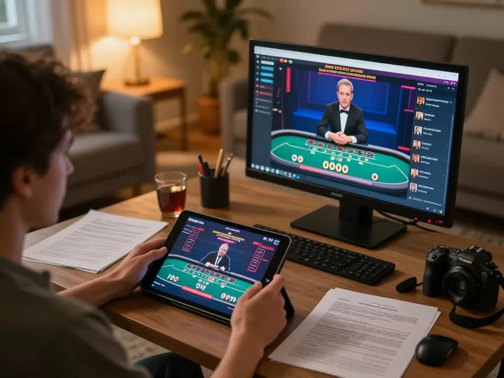 Player engaging with the TG88 online casino app at home, focusing on strategy and gameplay.