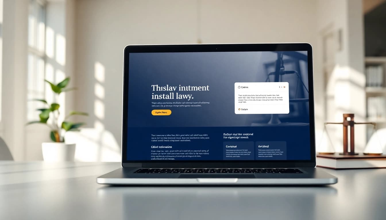 Engage with https://www.lawfirmswebsitedesign.com showcasing modern law firm website design in a professional setting.