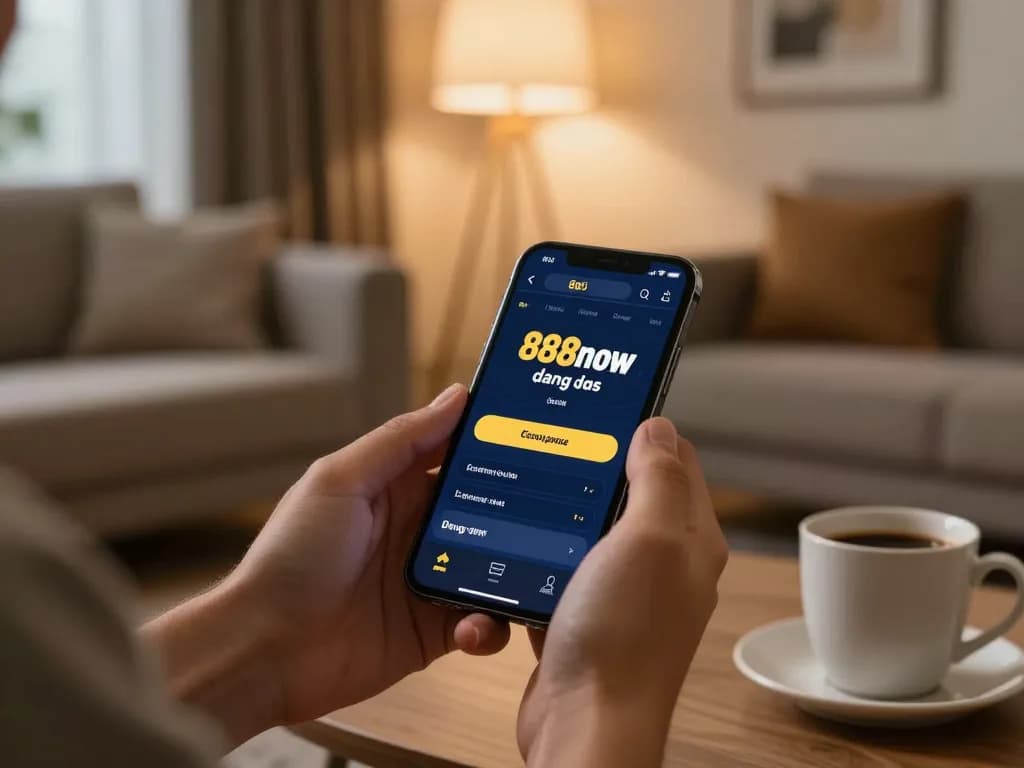 Engaging with the 888now đăng nhập on a smartphone, showcasing a modern online gaming experience.