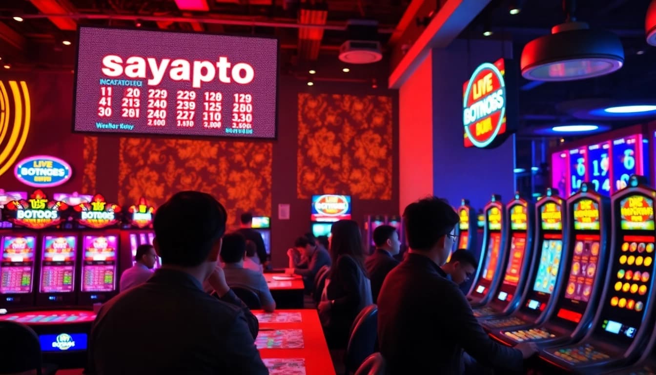 Rayakan kemenangan sayaptogel dengan suasana kasino yang ceria dan penuh warna.