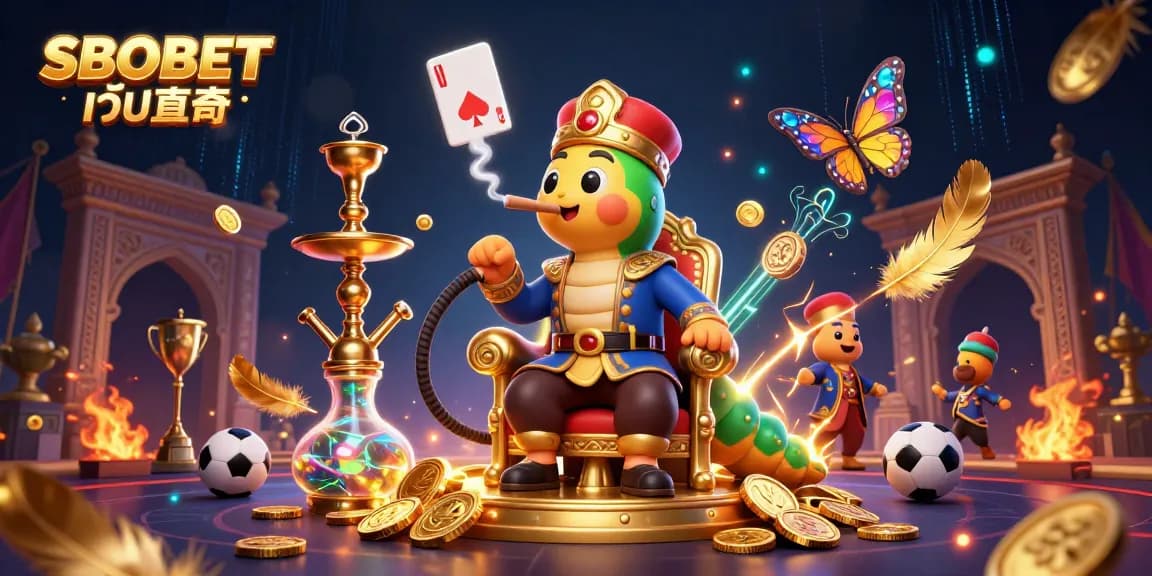 Engage in thrilling action with SBOBET เว็บตรง showcasing a vibrant sports betting scene filled with animated characters and casino elements.
