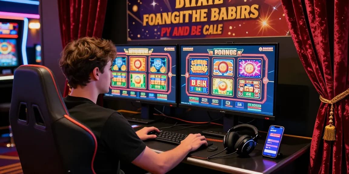 Engaging scene of a player at credit card casinos UK highlighting vibrant gaming setup and attractive bonuses.