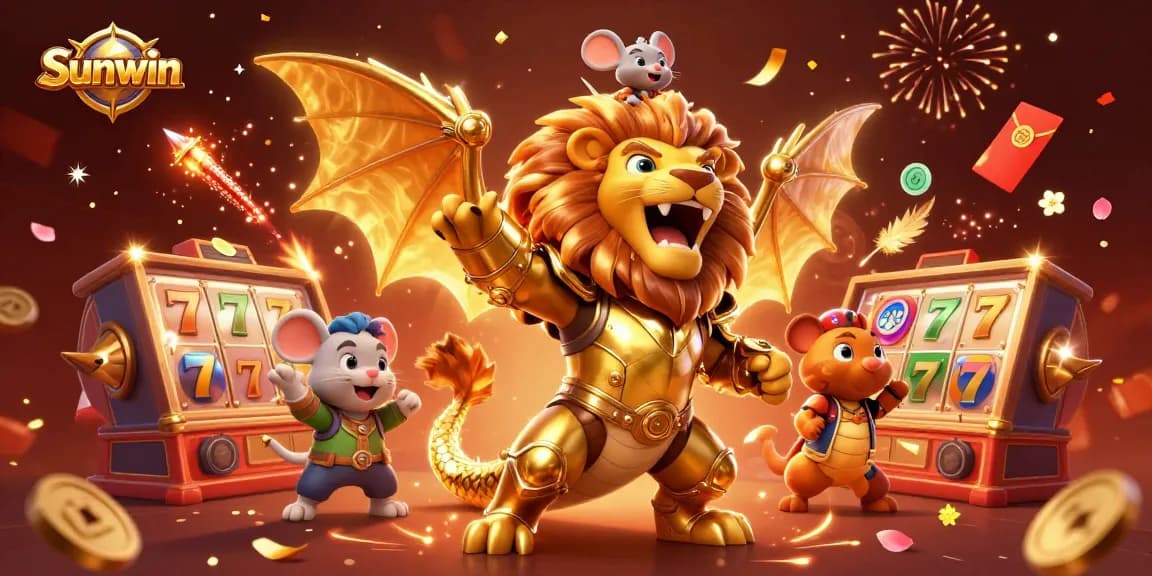 Engage with Sunwin's vibrant gaming world through dynamic slot action, golden visuals, and festive gaming elements.