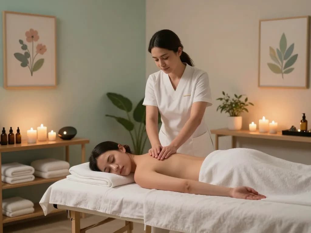 Relaxing Swedish massage session at 삼산동마사지 spa with calming decor and soothing atmosphere.