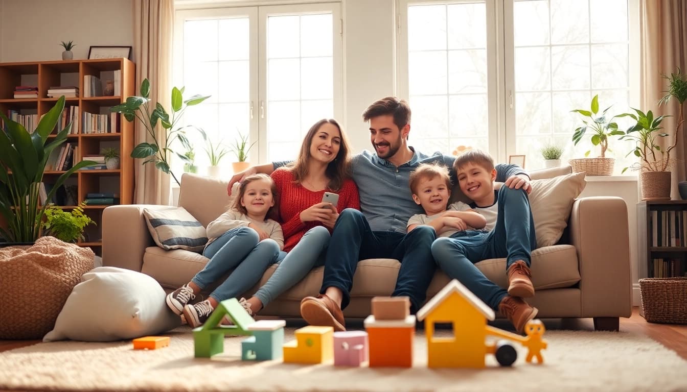 Engaging family moment at https://nugevonden.nl with cozy living room atmosphere and children’s toys.