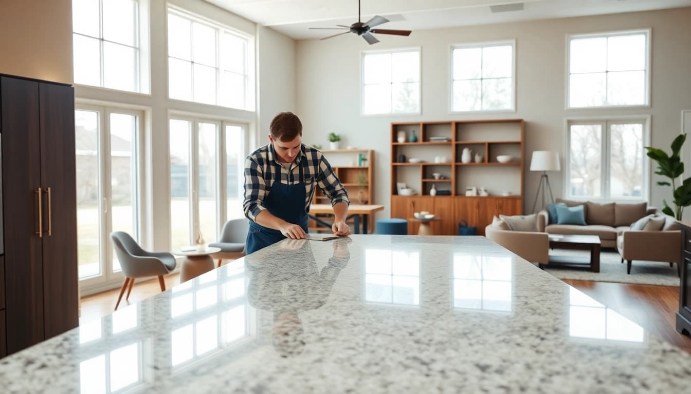 Transforming a space with a home renovation project featuring a craftsman working on a kitchen.