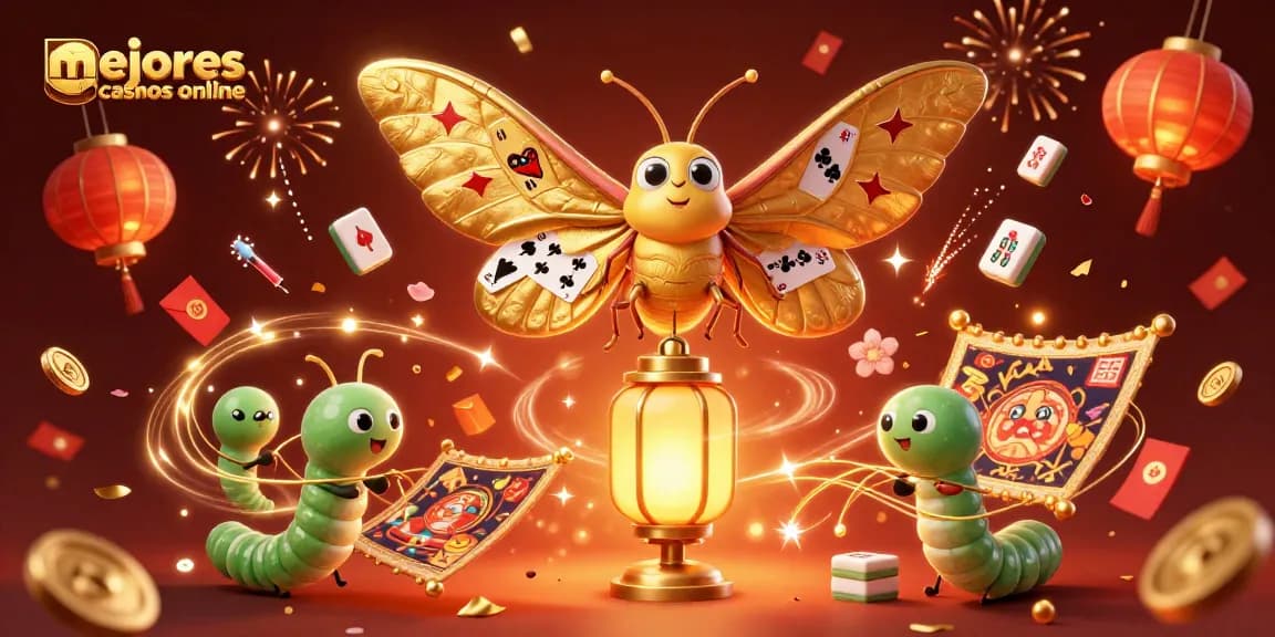 Experimenta los mejores casinos online con una ilustración de fantasía llena de acción y colores vibrantes.