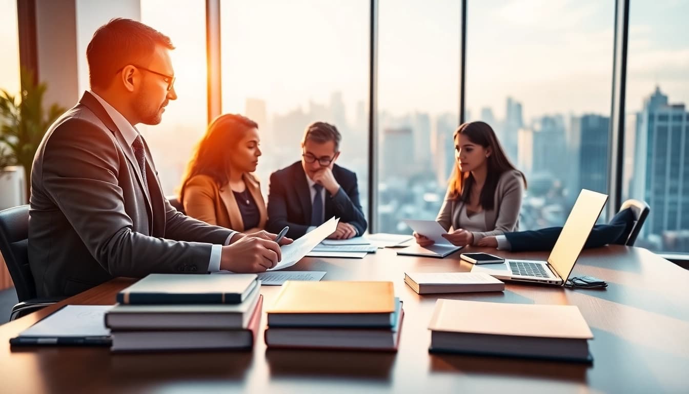 Consultation at https://www.lalitlaw.com showcasing a professional attorney and clients in discussion.
