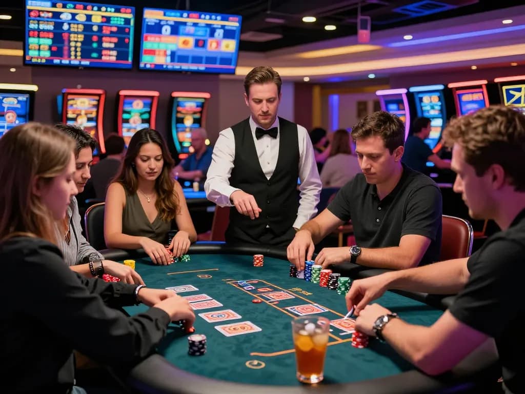 Exciting live gaming atmosphere at https://bong99.pro/ with players engaged in casino card games.