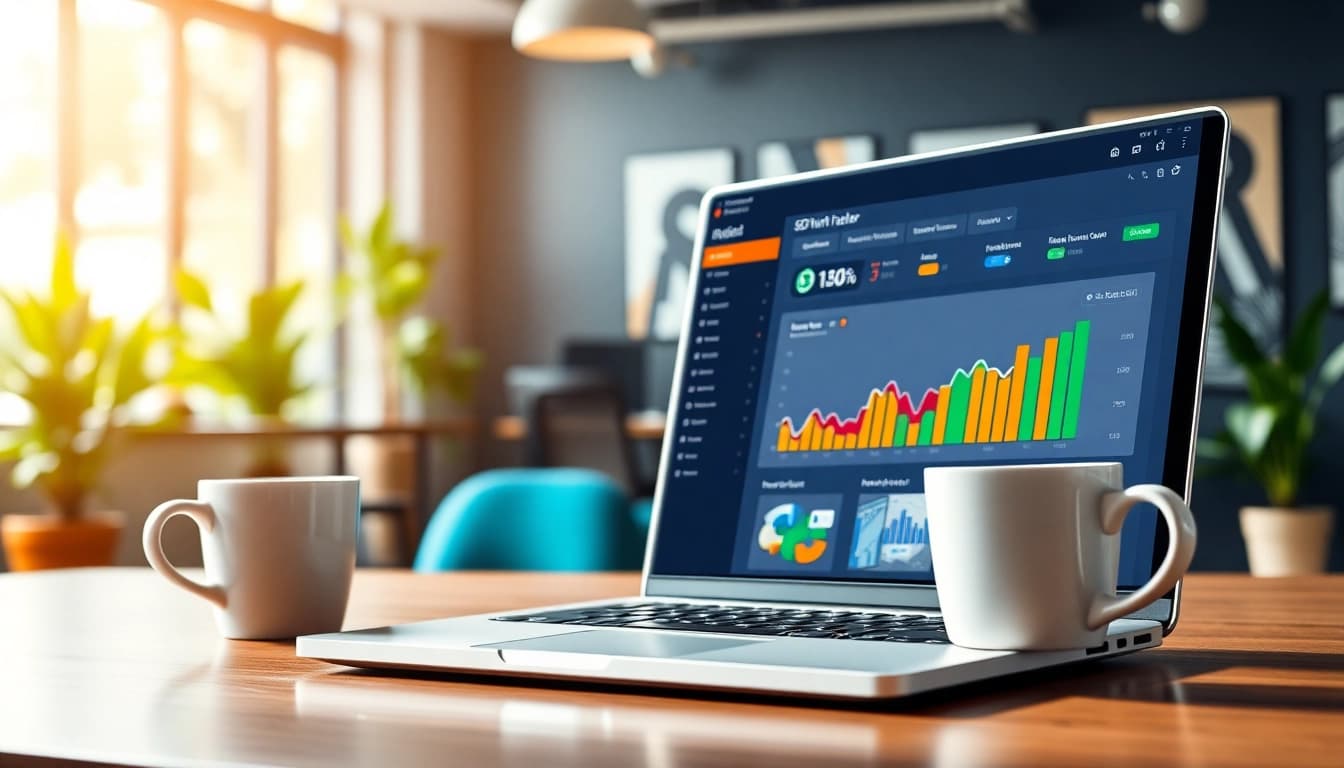 Engaging visual of an SEO Rank Tracker dashboard showcasing analytics and metrics.
