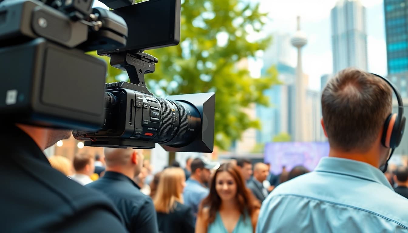 Showcasing Commercial videography toronto in action at a vibrant corporate event.