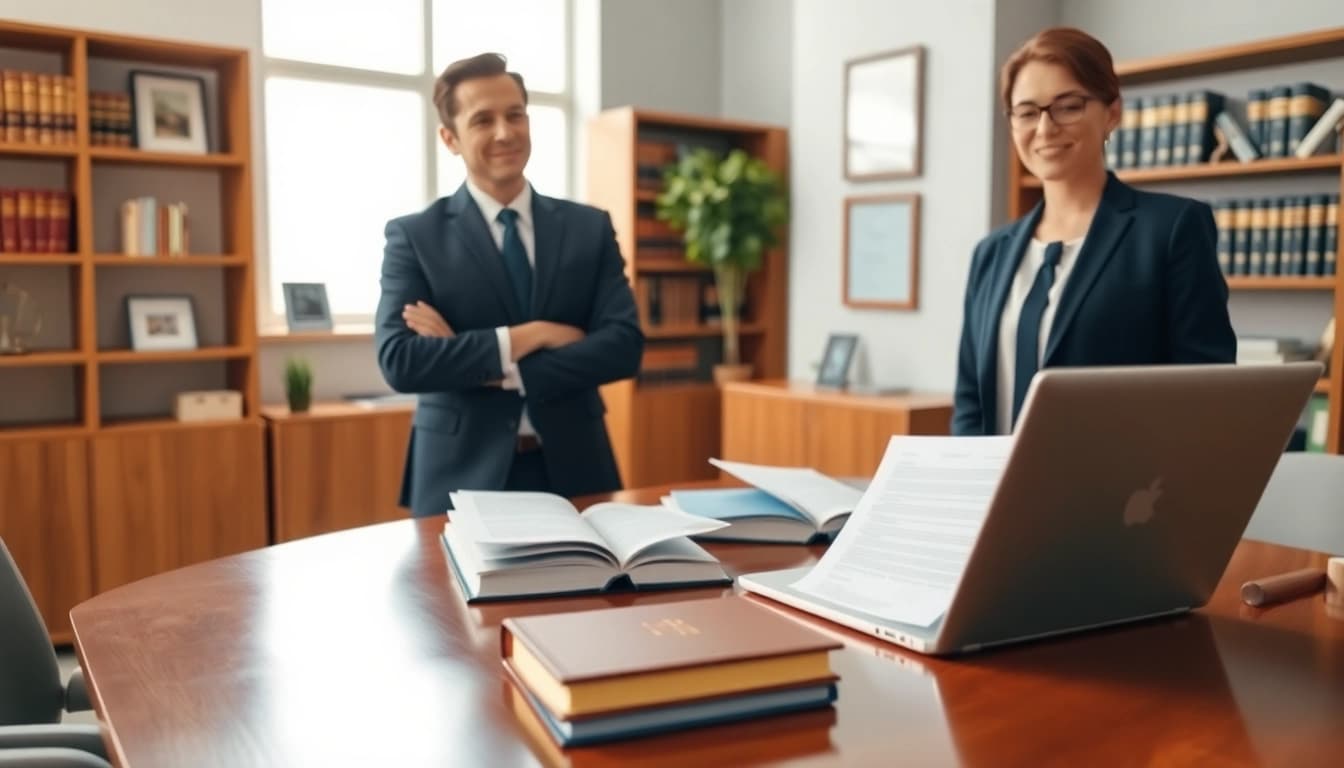 Engaging scene of https://www.aafloridalawyer.com attorney consulting with a client in a modern office.