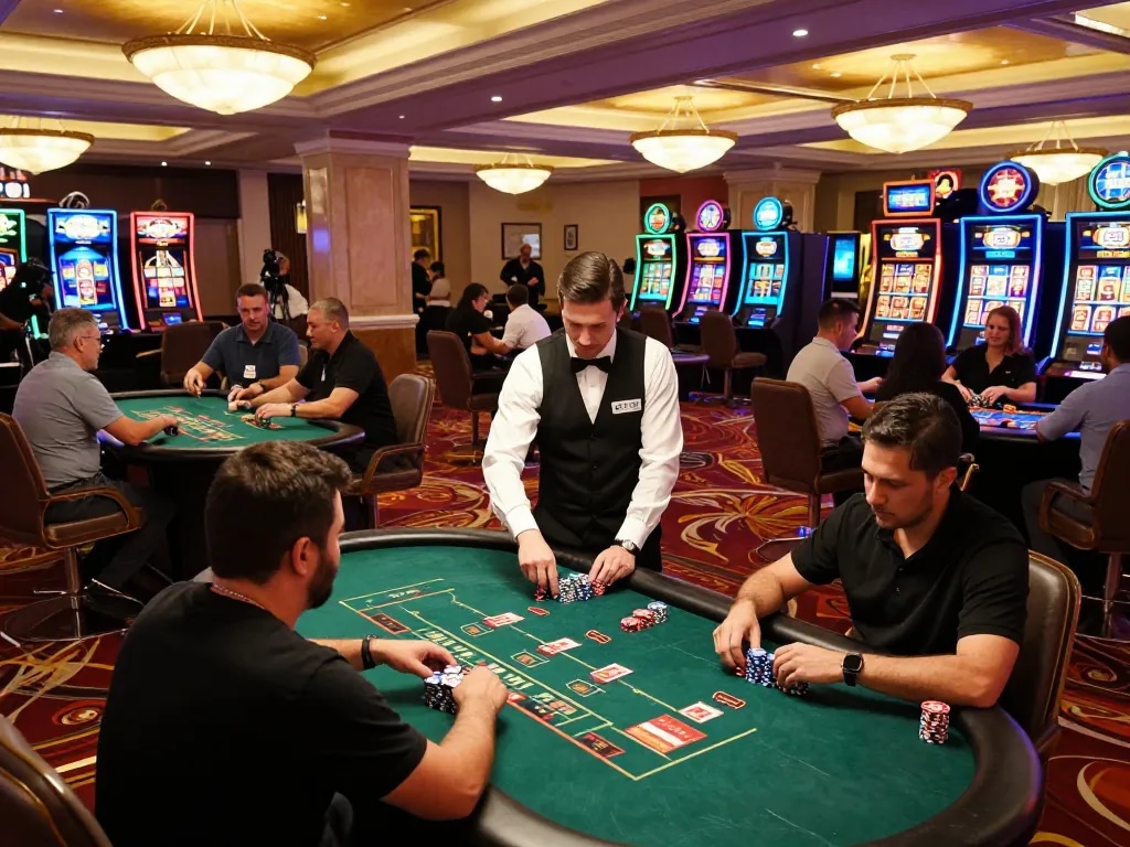 king33 casino players engaged in high-stakes poker action at an upscale gaming table