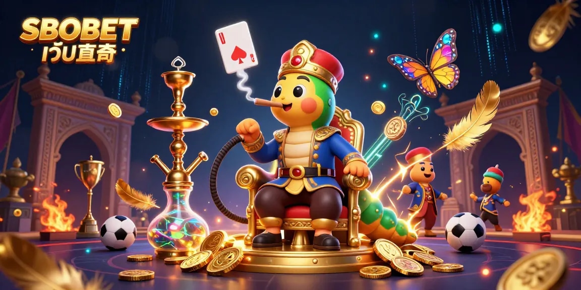 Engage in thrilling action with SBOBET เว็บตรง showcasing a vibrant sports betting scene filled with animated characters and casino elements.