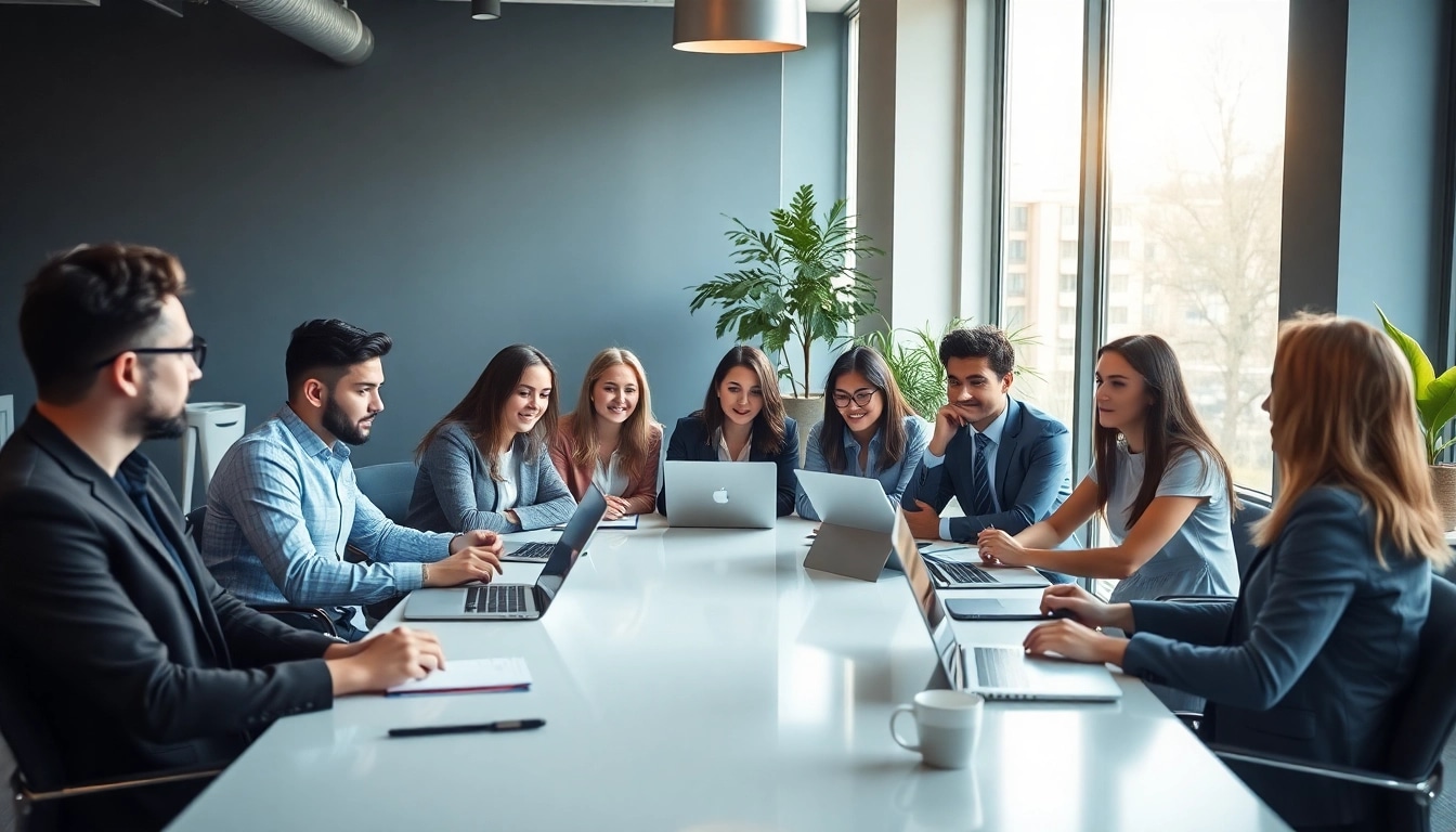 Engaged professionals in a business meeting, showcasing collaboration and creativity.