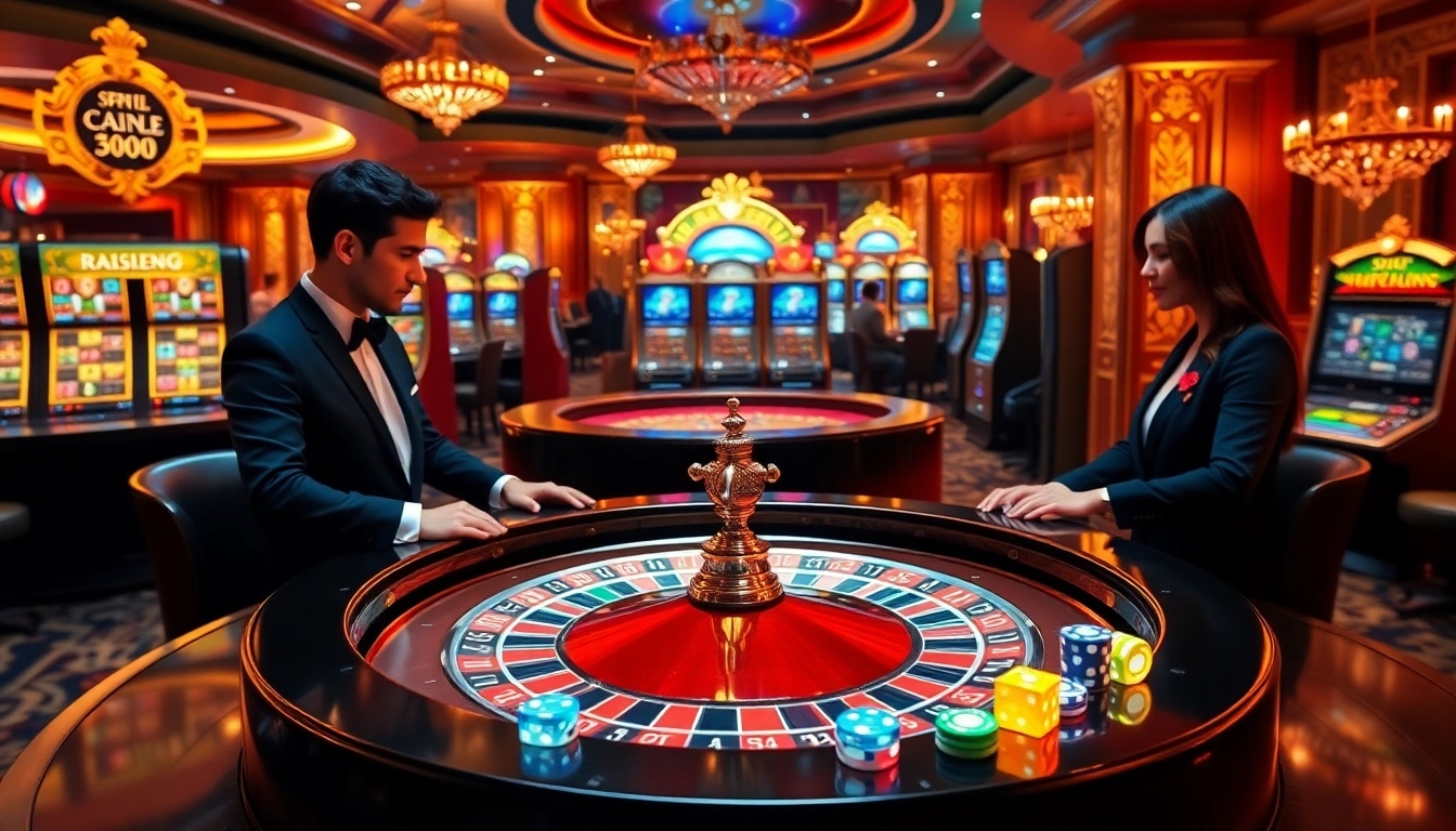 Découvrez un gameplay palpitant dans un casino en ligne avec une action de roulette dynamique et un décor luxueux.