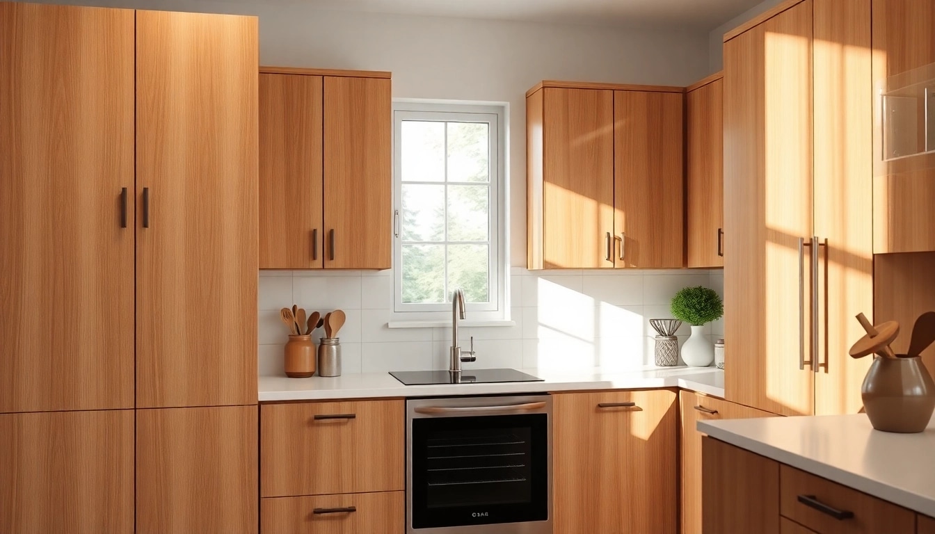 Cabinet Refacing Saint Petersburg FL in a beautifully lighted kitchen showcasing modern, smooth-finished cabinetry.
