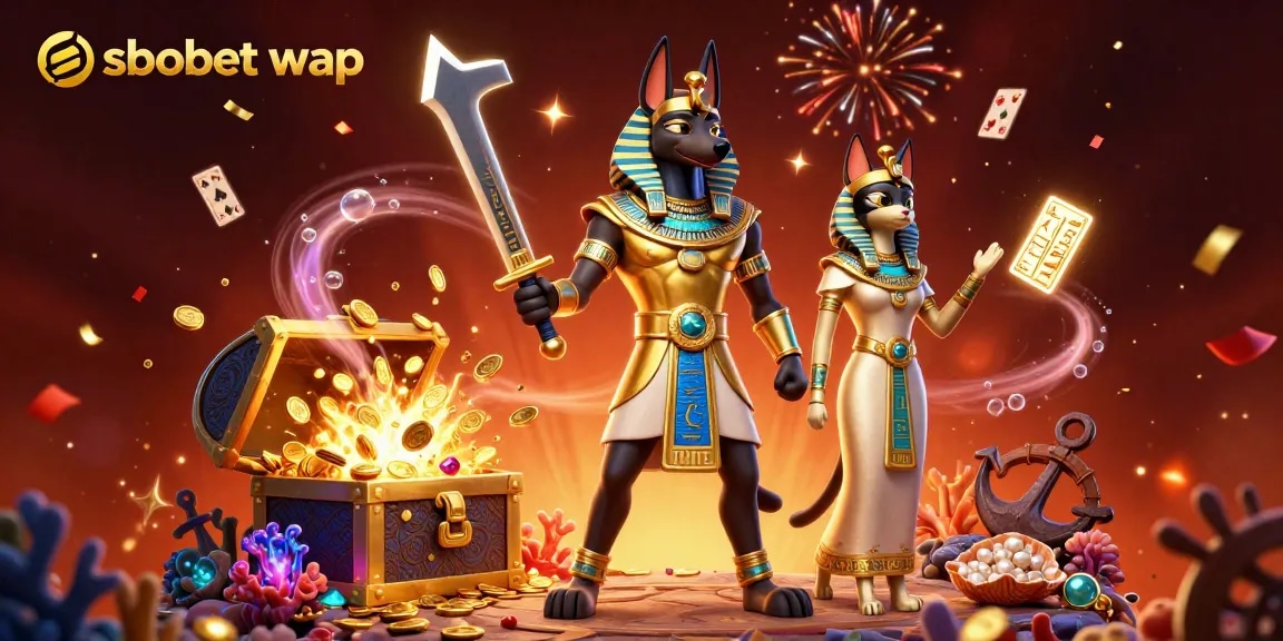 Experience sbobet wap mobile betting with vibrant characters, treasures around an Egyptian theme.