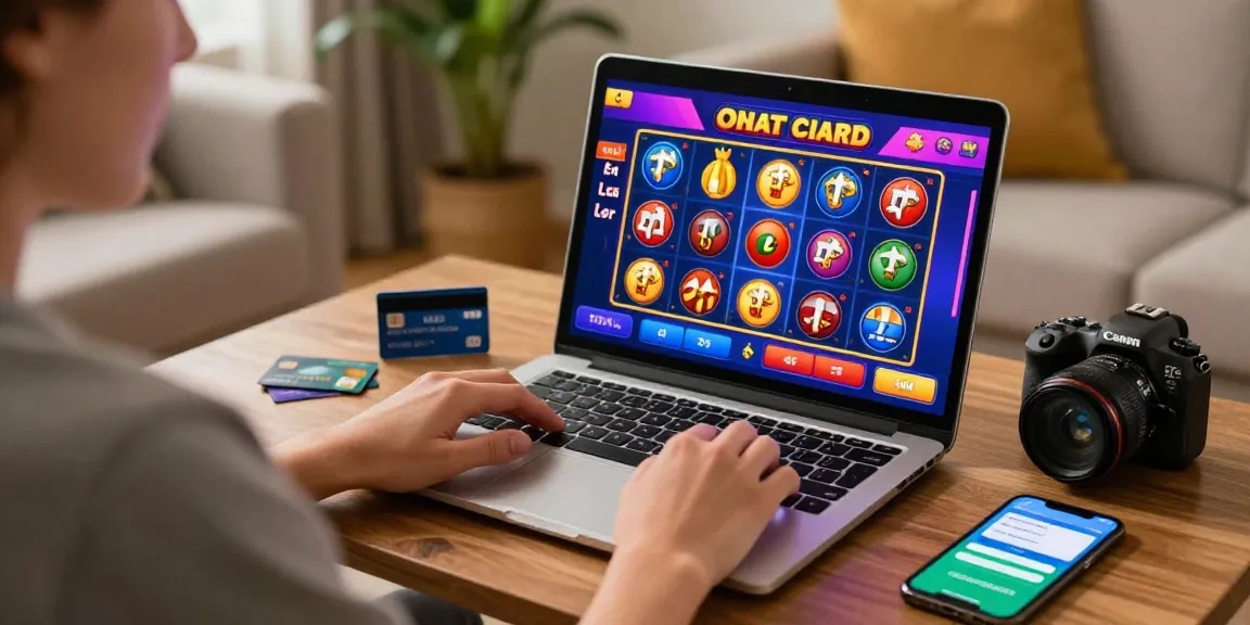 Engaging scene of online casinos that accept credit card with a player placing bets at home.