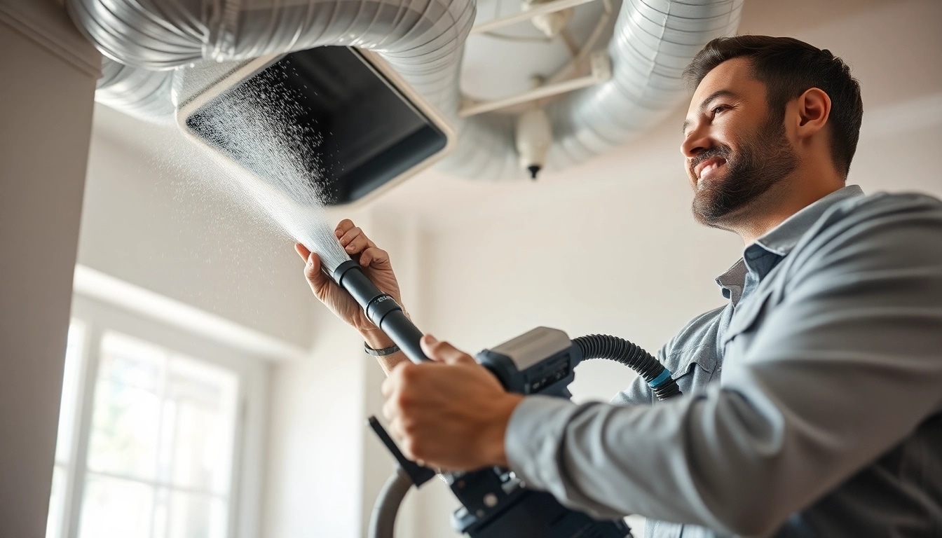 HVAC Cleaning services in action, showcasing professional technicians improving indoor air quality.