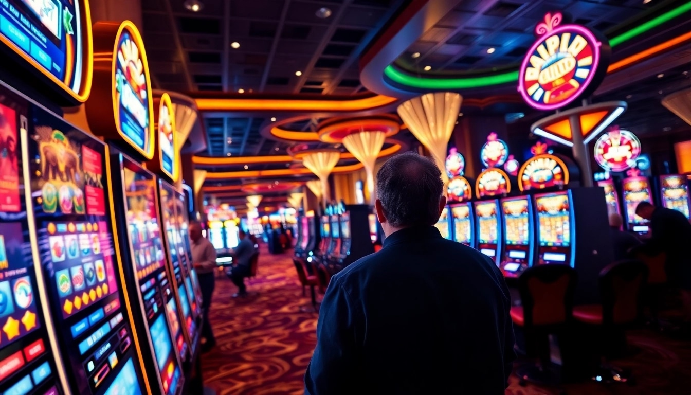 Menangkan KUY4D dengan mesin slot berwarna-warni penuh energi dan suasana kasino yang hidup.
