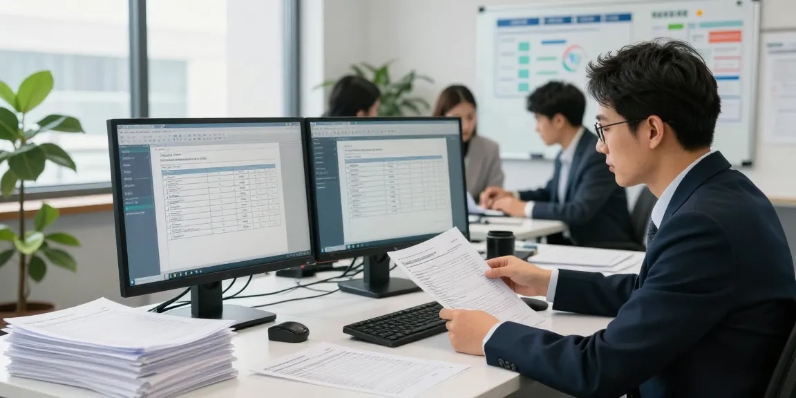 Verify and detect fake invoices in a professional document verification office.