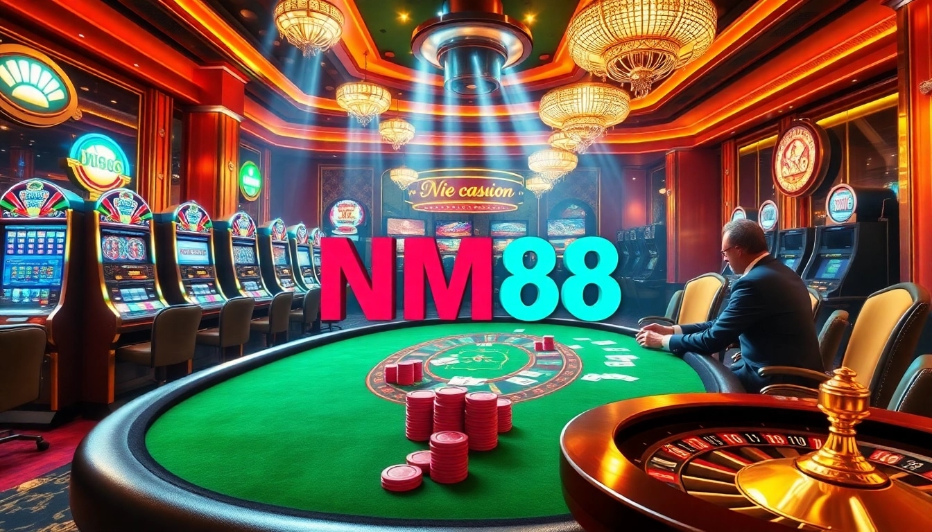 Players engaged in a thrilling poker game at MM88 casino, showcasing vibrant action and excitement.