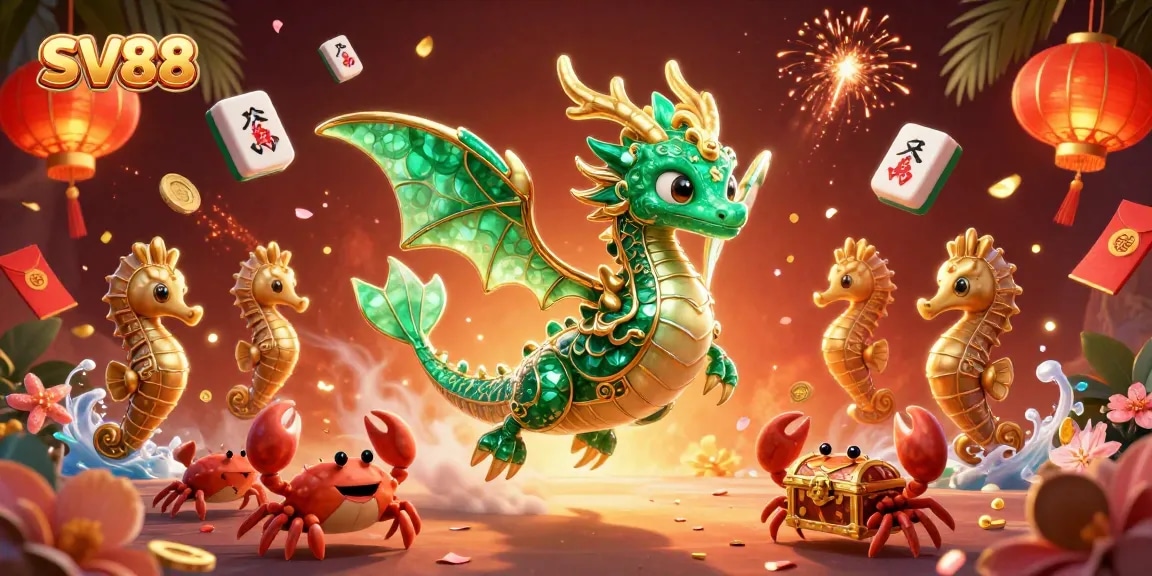 Immerse in the world of SV88 with a vibrant 3D illustration of gaming excitement and variety!
