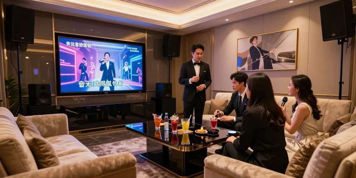 강남쩜오구구단 프리미엄 룸에서의 고급스러운 카라오케 모습