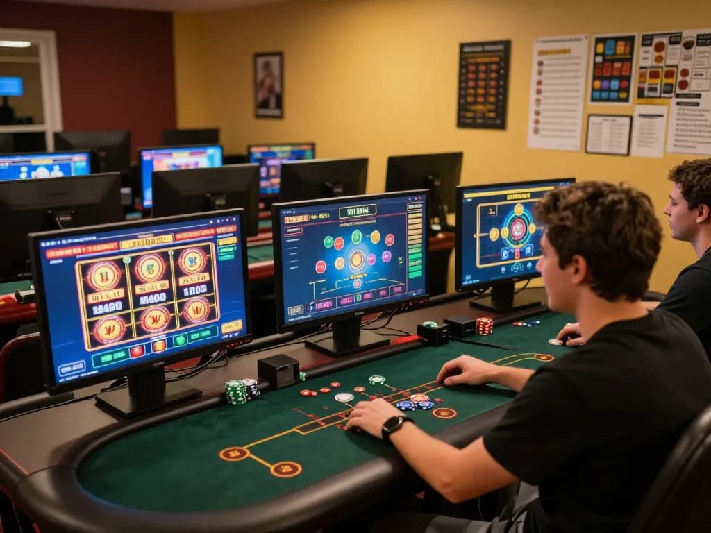 Engaged player enjoying gori77 online casino games at a modern gaming setup