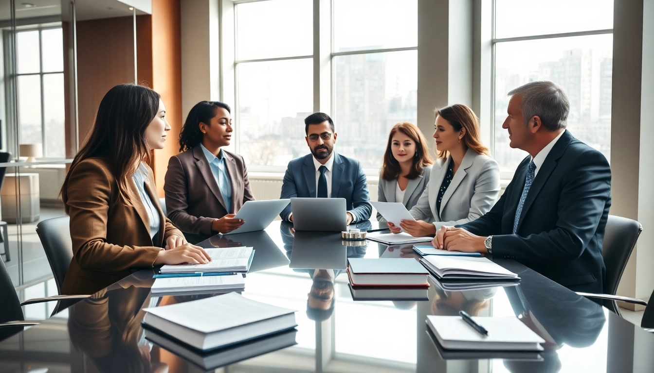 Engaging legal professionals collaborating at https://www.expertlawattorneys.com in a modern office environment.