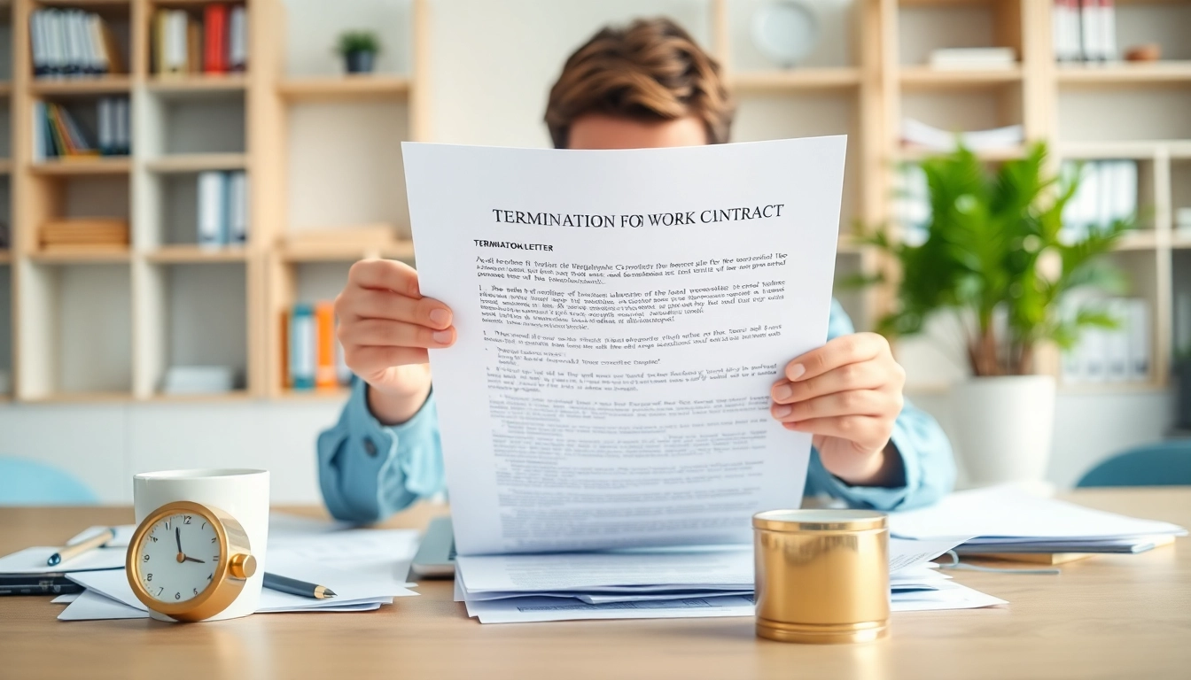 Arbeitsvertrag kündigen: Person prüft eine Kündigungsschreiben am Schreibtisch.