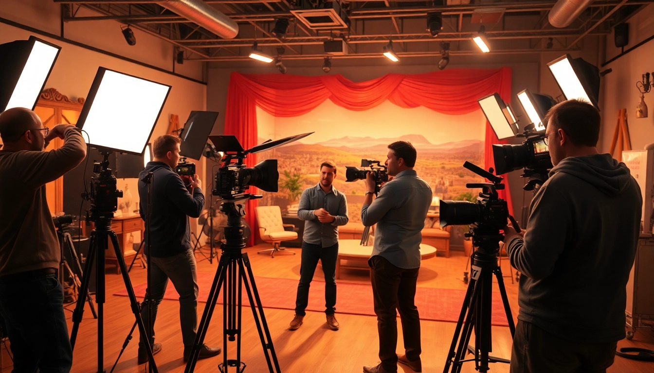 Edmonton production companies showcase a vibrant film crew in action during a live shoot.