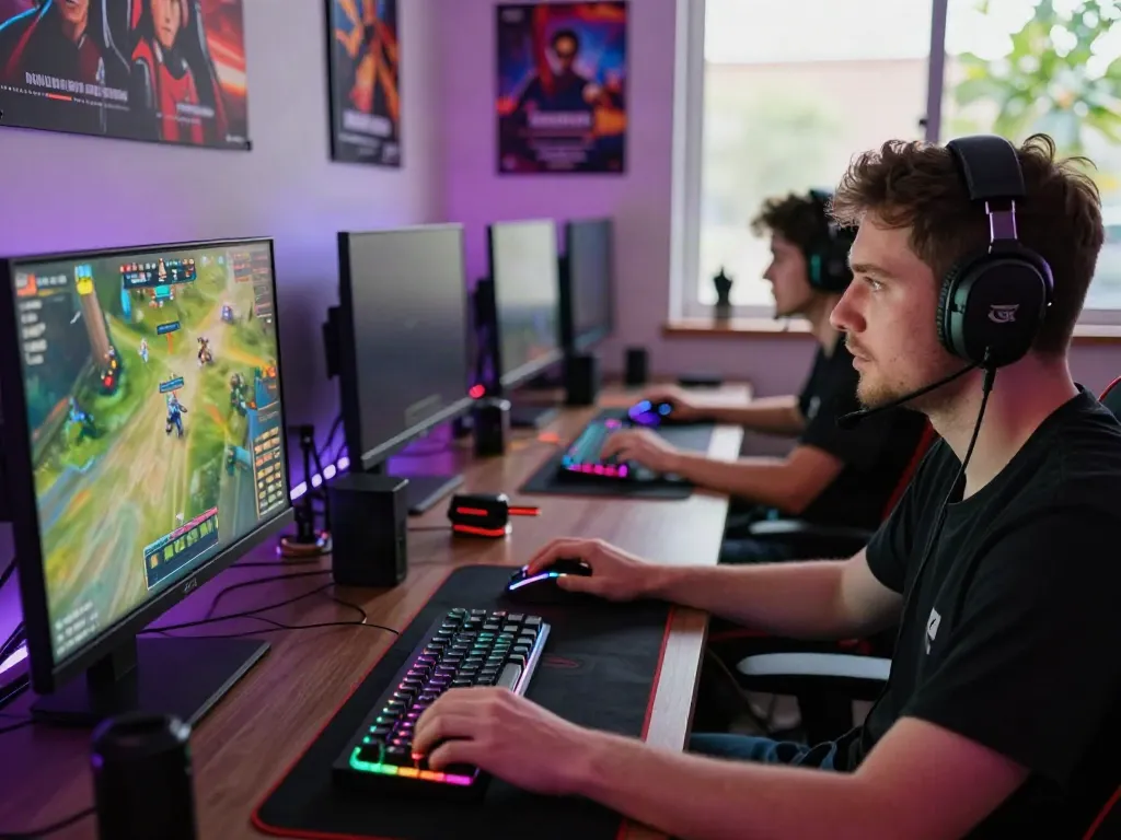 Online gaming session featuring ORION88 player with glowing screens and competitive atmosphere