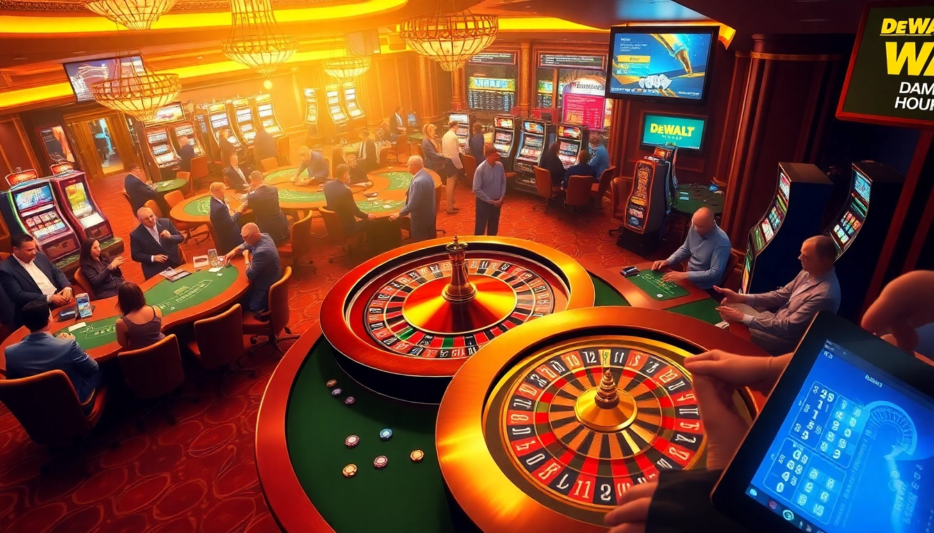 Explore DeWalt drill bits amidst an exciting casino scene showcasing precision in crafting winning strategies.