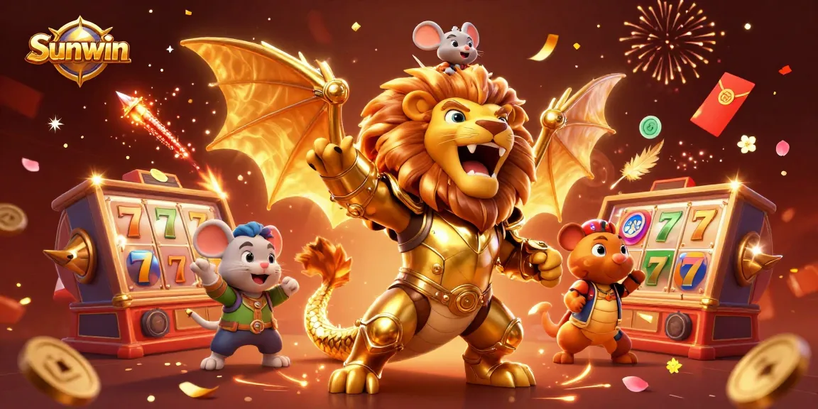 Engage with Sunwin's vibrant gaming world through dynamic slot action, golden visuals, and festive gaming elements.