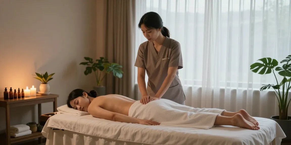 스웨디시 마사지가 진행되는 편안한 스파 룸의 이미지