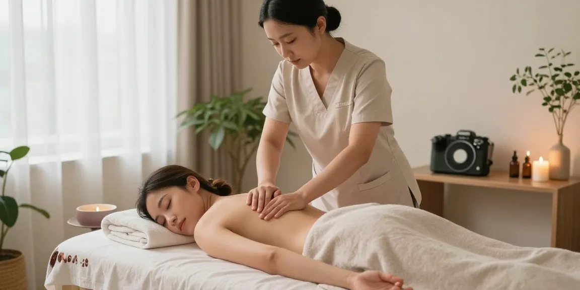 마사지 테라피스트가 고객에게 스웨디시 마사지를 제공하는 평온한 스파 환경