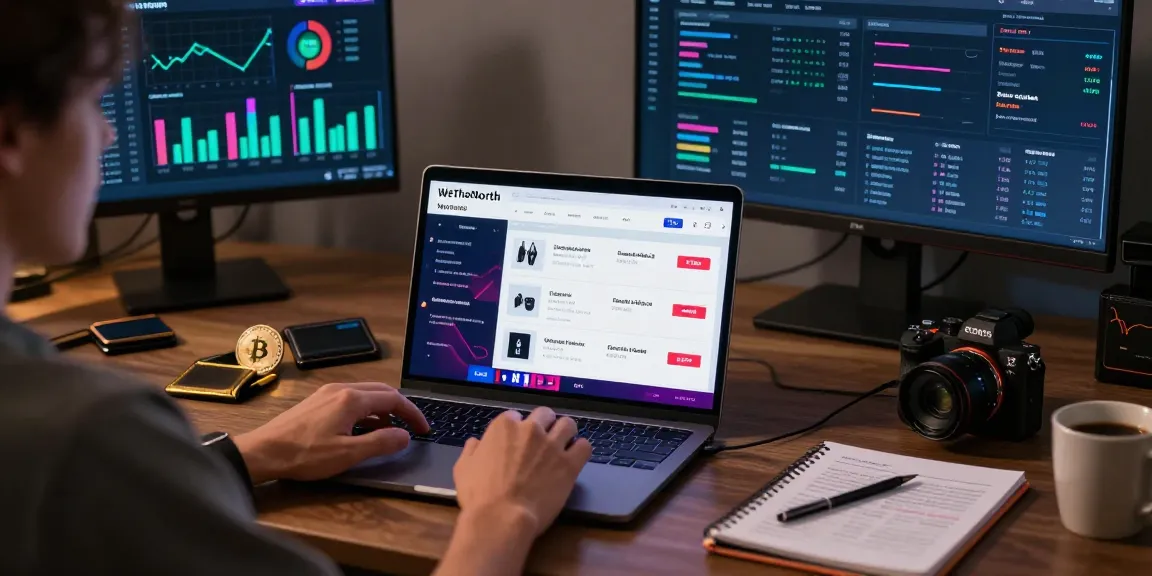 We The North Canadian Dark Web Market Link displayed on a laptop in a secure trading environment.