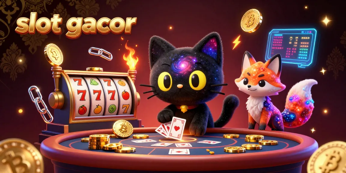 Experience thrilling gameplay with slot gacor visuals of a cosmic cat and fox in a vibrant casino