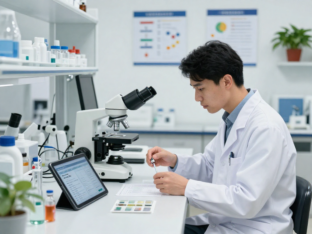 BPC 157 Benefits highlighted in a laboratory with a scientist analyzing samples.