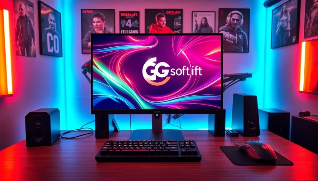 Menampilkan daftar ggsoft game dengan perangkat gaming modern dan suasana yang energik.