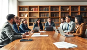 Attorneys collaborating on a case at https://www.shiverhamilton.com's modern office.