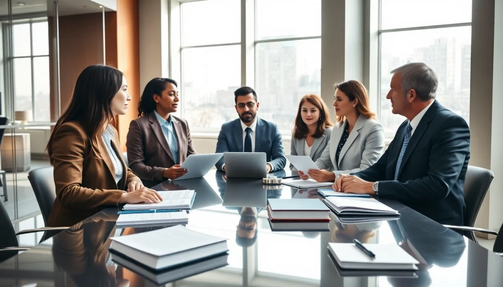 Engaging legal professionals collaborating at https://www.expertlawattorneys.com in a modern office environment.