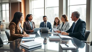 Engaging legal professionals collaborating at https://www.expertlawattorneys.com in a modern office environment.