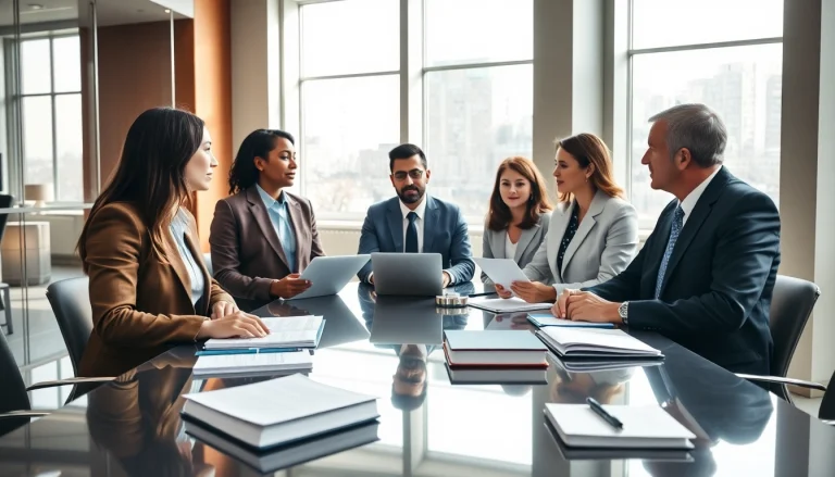 Engaging legal professionals collaborating at https://www.expertlawattorneys.com in a modern office environment.