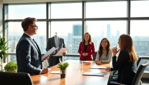 Consultation with a professional from https://www.atlantarealestateattorney.com in a modern office.